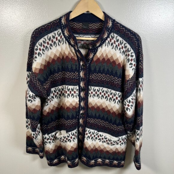 Vintage Sebsatex Alpaca Cardigan Sweater Size Medium? Peruvian Cozy - Picture 1 of 9